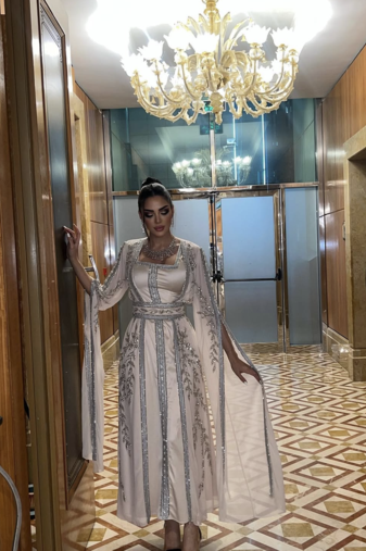  Silver Embroidered Stitched Kaftan DressParty Wear Georgette Kaftan for Women