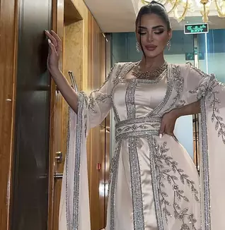  Silver Embroidered Stitched Kaftan DressParty Wear Georgette Kaftan for Women