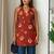 Women   s 100% cotton printed halter neck short kurti     back elastic, side slits, tie-up neck | casual summer wear