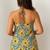 Women   s 100% cotton printed halter neck short kurti     back elastic, side slits, tie-up neck | casual summer wear