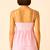 Women baby pink stripes printed cotton linen peplum strap top with elastic waist shorts co-ord set