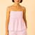 Women baby pink stripes printed cotton linen peplum strap top with elastic waist shorts co-ord set