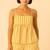 Women yellow stripes printed cotton linen peplum strap top with elastic waist shorts co-ord set