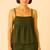 Women olive green cotton linen peplum strap top with elastic waist shorts co-ord set