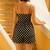 Women polka dot cotton linen peplum strap top with elastic waist shorts co-ord set