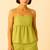 Women pistachio cotton linen peplum strap top with elastic waist shorts co-ord set