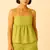 Women pistachio cotton linen peplum strap top with elastic waist shorts co-ord set