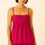 Women hot pink cotton linen peplum strap top with elastic waist shorts co-ord set