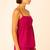 Women hot pink cotton linen peplum strap top with elastic waist shorts co-ord set