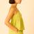 Women pistachio cotton linen peplum strap top with elastic waist shorts co-ord set