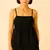 Women black cotton linen peplum strap top with elastic waist shorts co-ord set