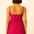 Women hot pink cotton linen peplum strap top with elastic waist shorts co-ord set