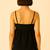 Women black cotton linen peplum strap top with elastic waist shorts co-ord set