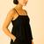 Women black cotton linen peplum strap top with elastic waist shorts co-ord set