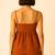 Women rust brown cotton linen peplum strap top with elastic waist shorts co-ord set