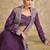 Purple embroidery & sequins work chinnon silk blouse lehenga  - free size stitching (size upto 42")