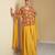 Multi hand work embroidery & digital print work chinnon straight palazzo - free size stitching (size upto 42")