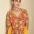 Multi hand work embroidery & digital print work chinnon straight palazzo - free size stitching (size upto 42")