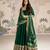 Green embroidered , sequence , jacquard & embellished  work silk gown  - free size stitching (size upto 42")