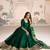 Green embroidered , sequence , jacquard & embellished  work silk gown  - free size stitching (size upto 42")