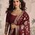 Maroon embroidered , sequence , jacquard & embellished  work silk gown  - free size stitching (size upto 42")