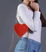 Red valentine heart bag in acacia wood