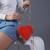 Red valentine heart bag in acacia wood