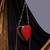 Red valentine heart bag in acacia wood