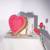 Pink valentine heart bag in acacia wood