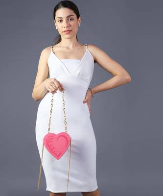 Pink valentine heart bag in acacia wood 4