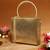 Square chic brass bag with engraved floral lady