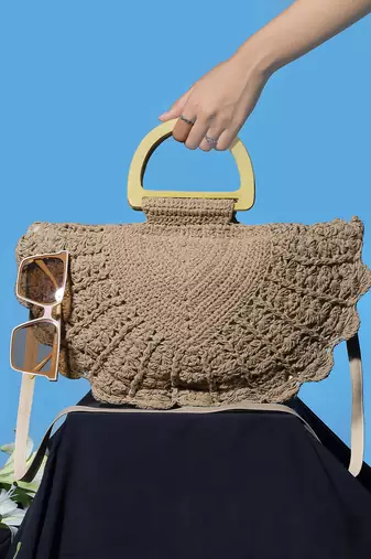 Half moon crochet boho bag - natural charm