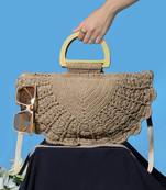 Half moon crochet boho bag - natural charm