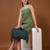 Fringed boho macrame bag - bottle green