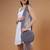 Round macrame fringe boho bag - stormy grey