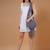Round macrame fringe boho bag - stormy grey