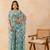 Floral aqua green embellished cape sharara set