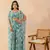 Floral aqua green embellished cape sharara set