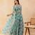 Floral aqua green embellished cape sharara set