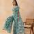 Floral aqua green embellished cape sharara set