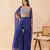 Blue bandhej printed mirror embellished cape sharara set