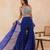 Blue bandhej printed mirror embellished cape sharara set