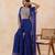 Blue bandhej printed mirror embellished cape sharara set
