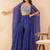 Blue bandhej printed mirror embellished cape sharara set