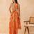 Marigold floral printed pre draped saree with mirror embellished blouse