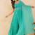 Aqua bandhej drape cape set with palazzo & choli