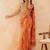 Marigold floral printed pre draped saree with mirror embellished blouse