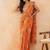 Marigold floral printed pre draped saree with mirror embellished blouse