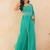 Aqua bandhej drape cape set with palazzo & choli
