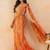 Marigold floral printed pre draped saree with mirror embellished blouse